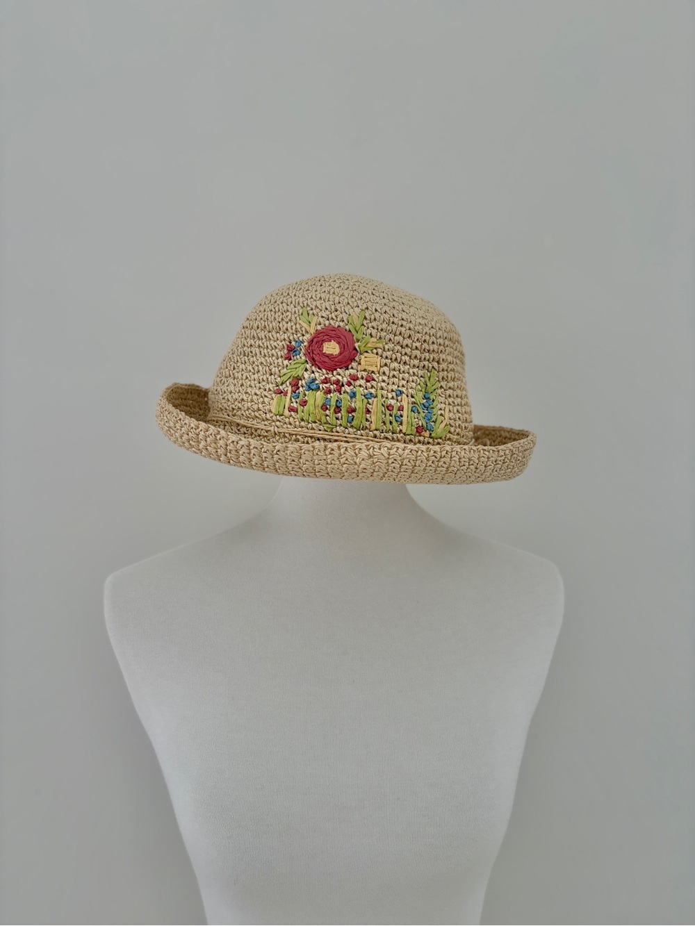 Vintage Straw Bucket Hat